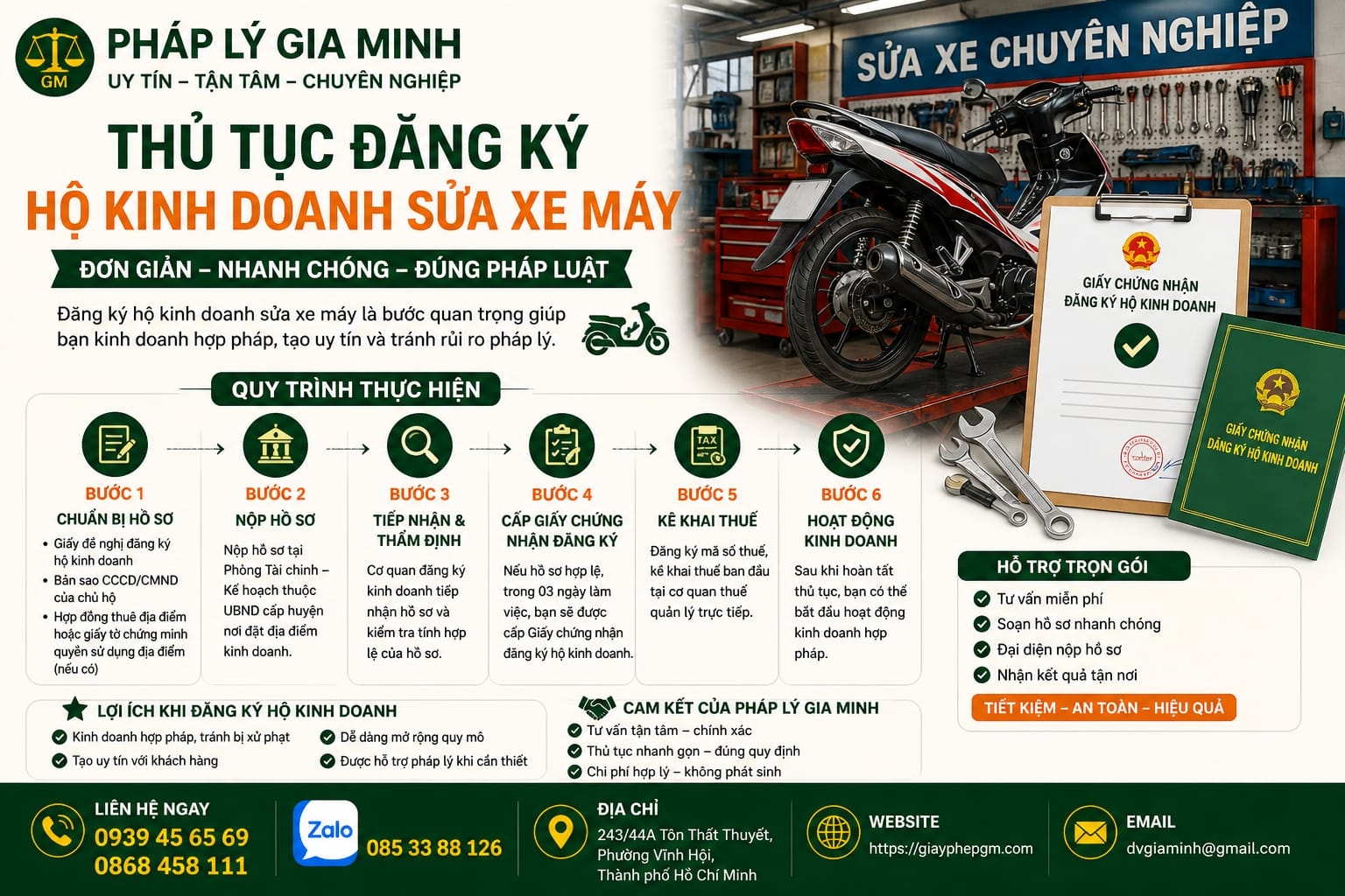 Thủ tục đăng ký hộ kinh doanh sửa xe máy