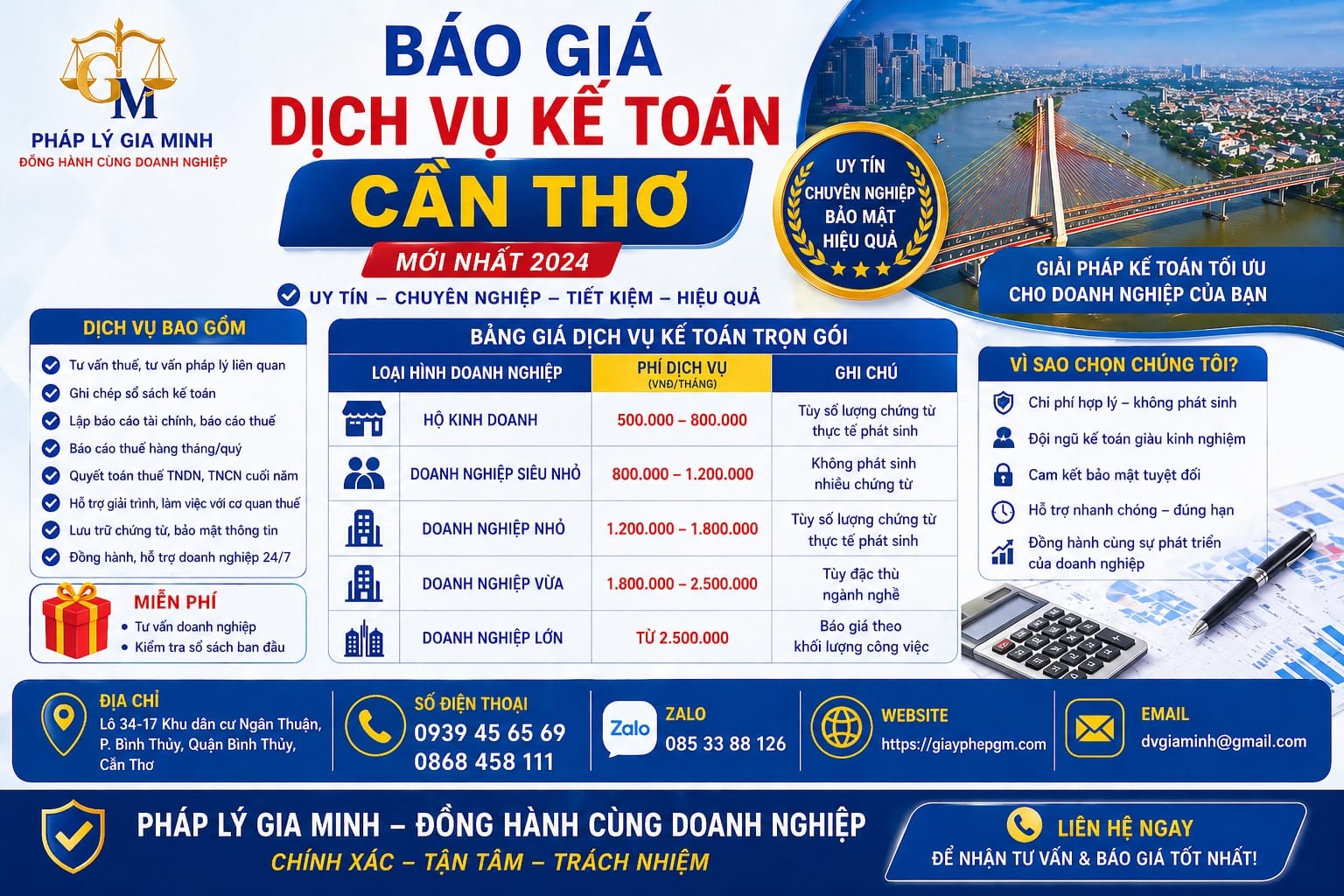 Báo giá kế toán doanh nghiệp Cần Thơ