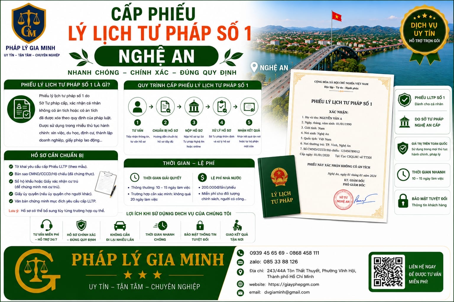 Cấp phiếu lý lịch tư pháp số 1 Nghệ An