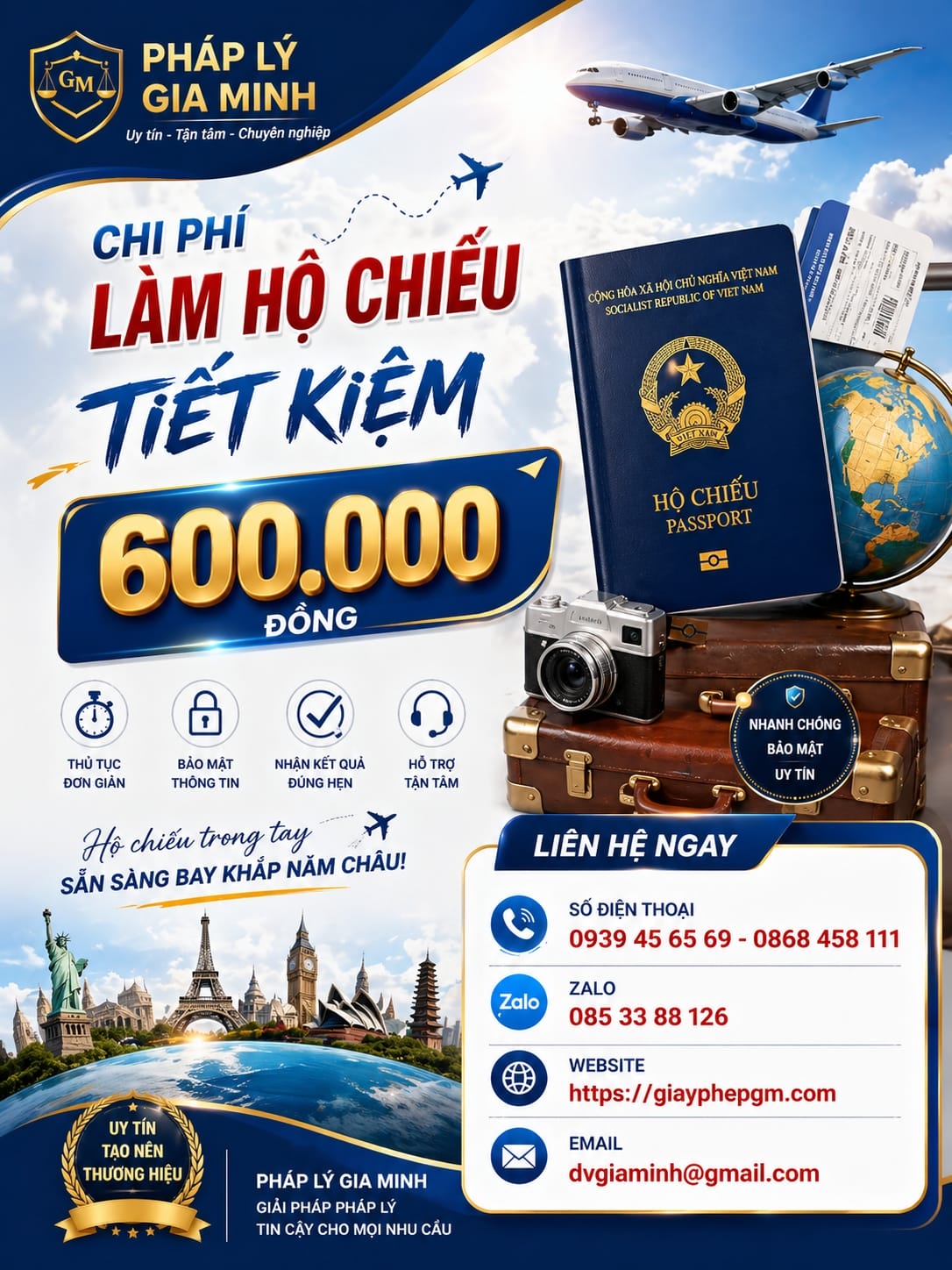 Chi phí cấp lại hộ chiếu online ở Huế
