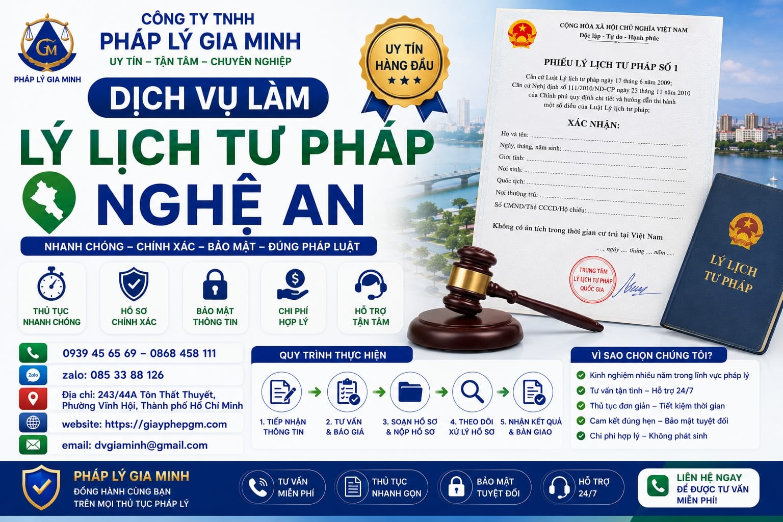 Dịch vụ làm lý lịch tư pháp Nghệ An