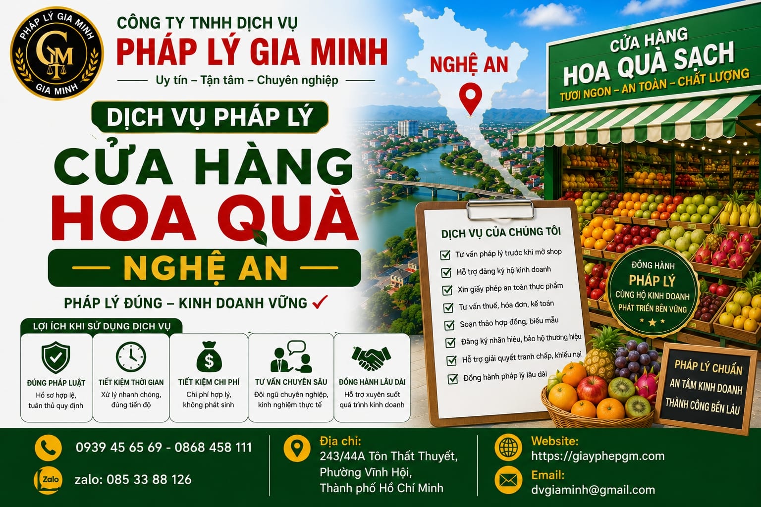 Dịch vụ pháp lý cửa hàng hoa quả Nghệ An