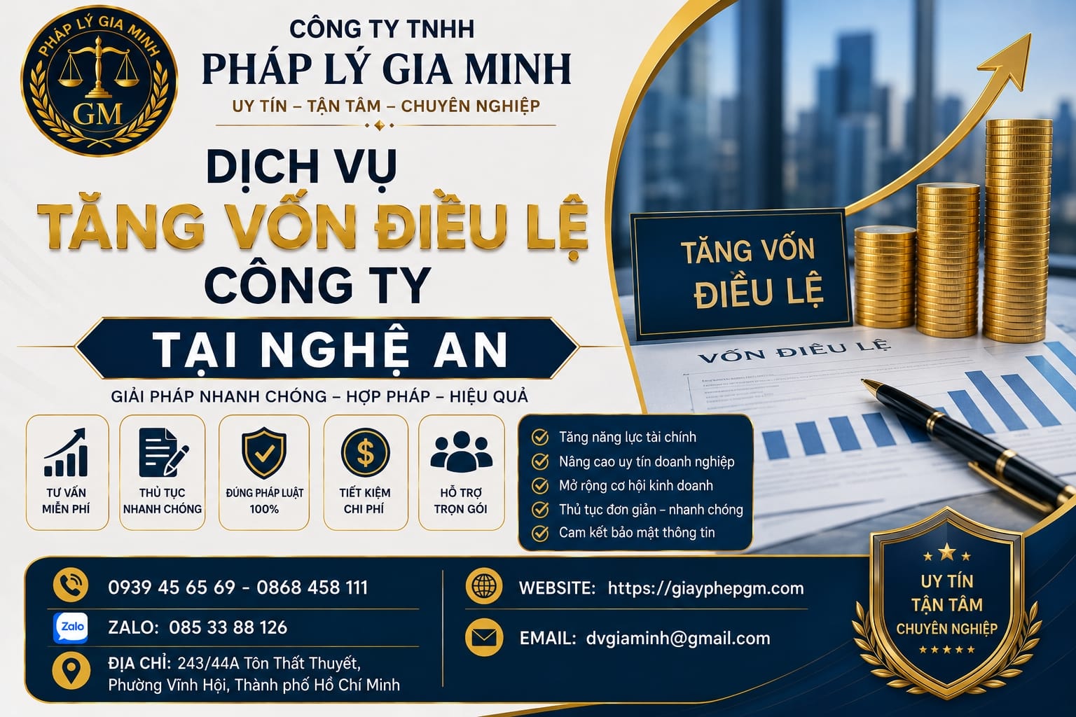 Dịch vụ tăng vốn điều lệ công ty tại Nghệ An