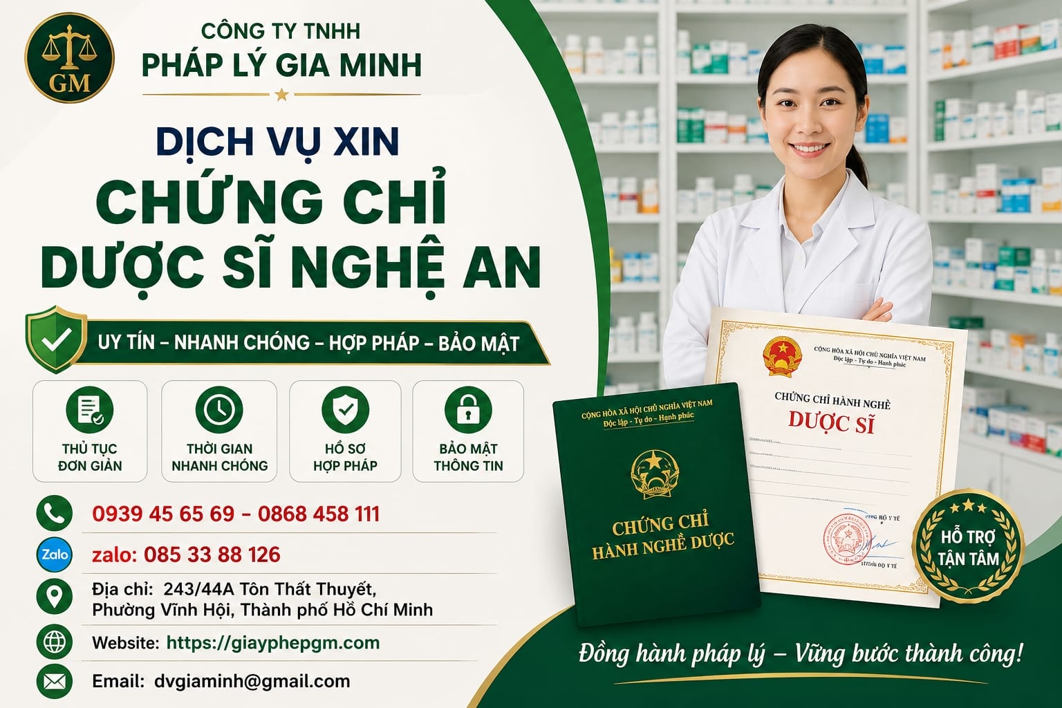 Dịch vụ xin chứng chỉ dược sĩ Nghệ An