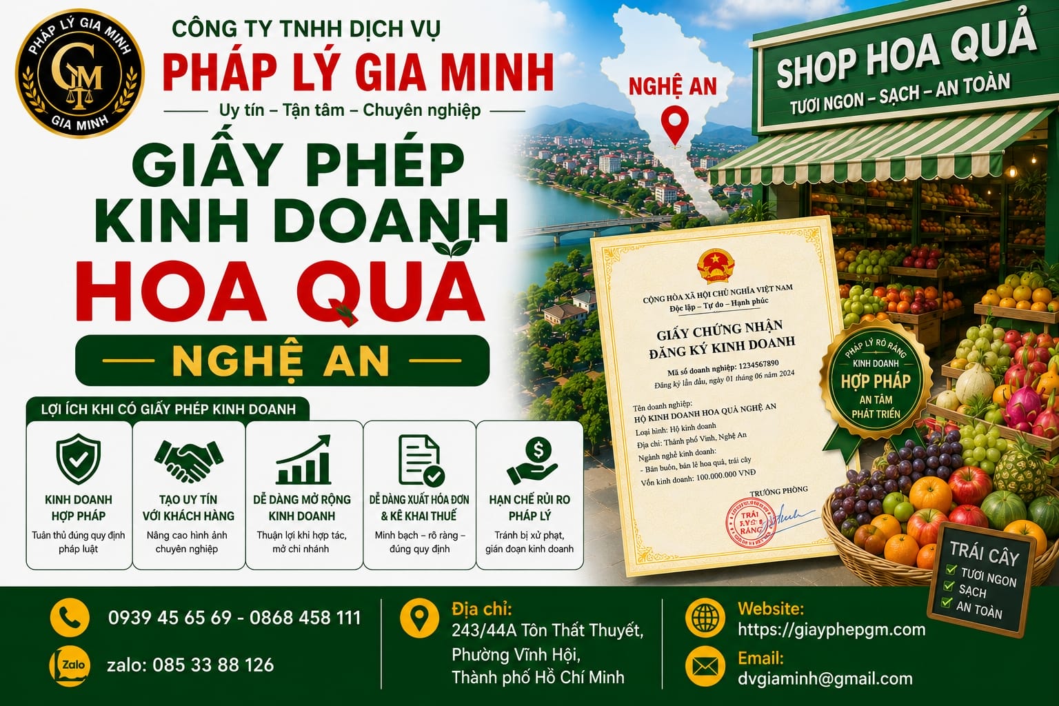 Giấy phép kinh doanh hoa quả Nghệ An