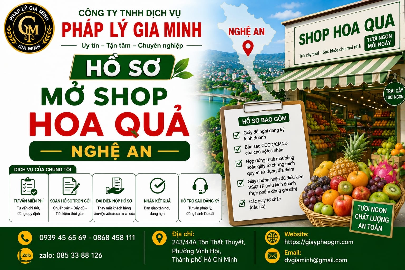 Hồ sơ mở shop hoa quả Nghệ An
