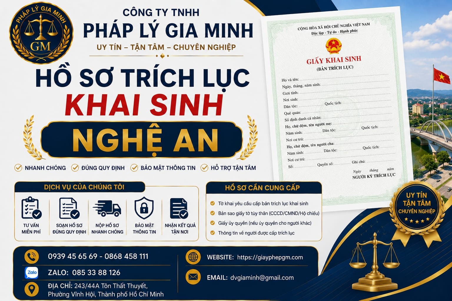 Trích lục khai sinh tại Nghệ An 14 Hồ sơ trích lục khai sinh Nghệ An