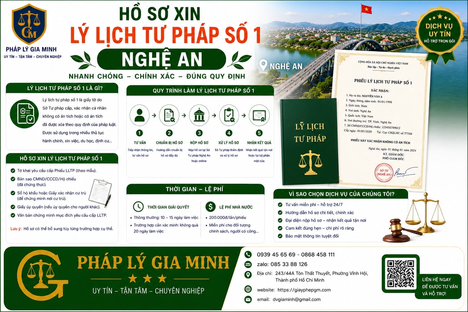 Hồ sơ xin lý lịch tư pháp số 1 Nghệ An