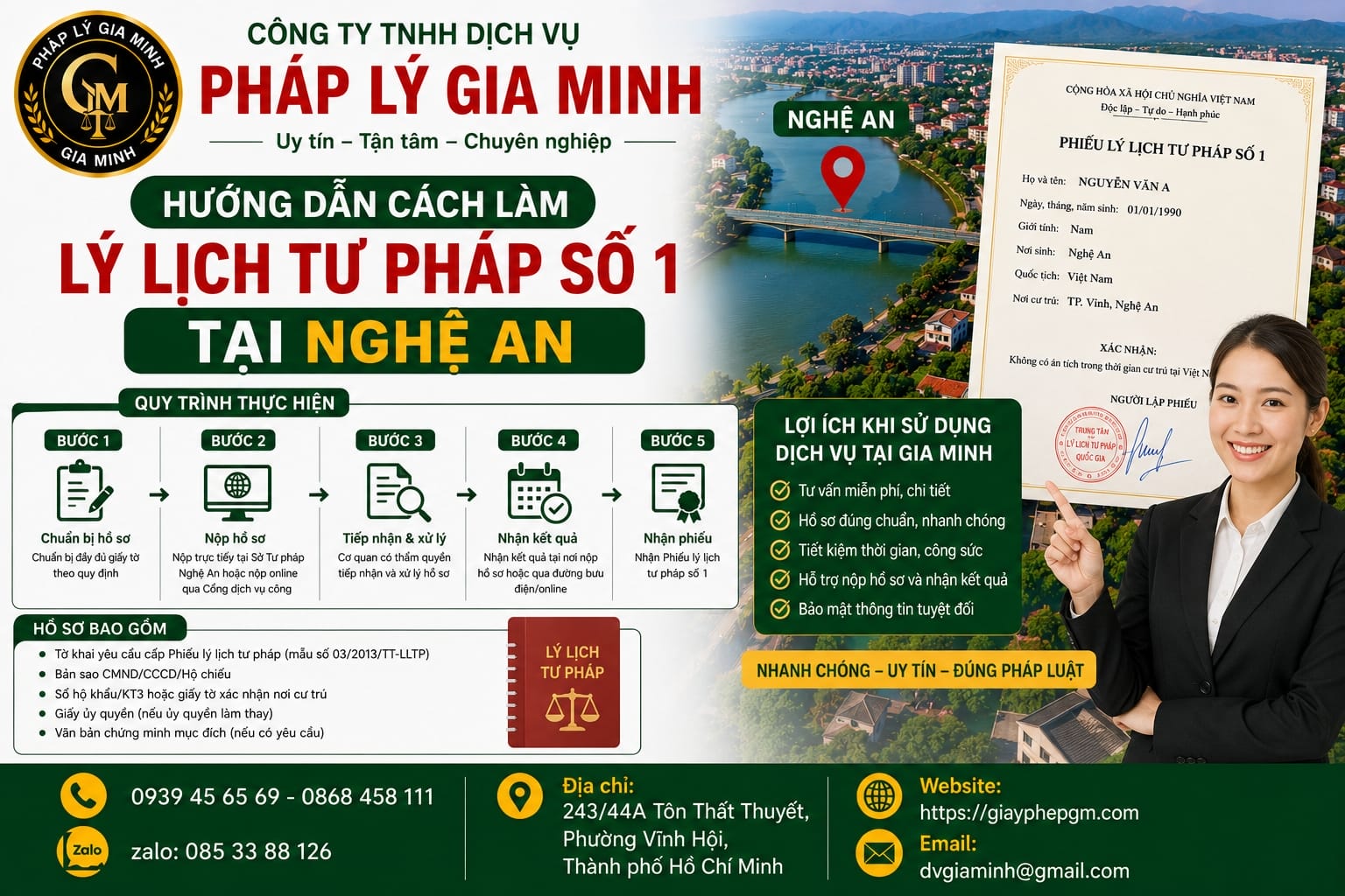 Hướng dẫn xin tư pháp Nghệ An