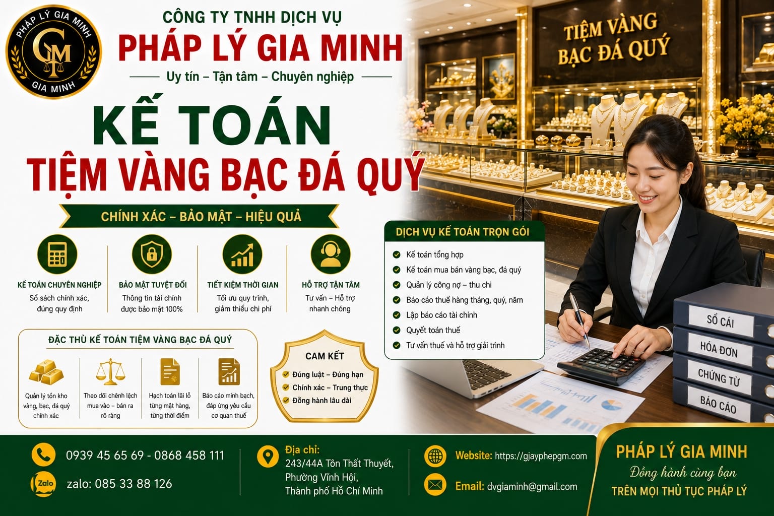 Kế toán tiệm vàng bạc đá quý