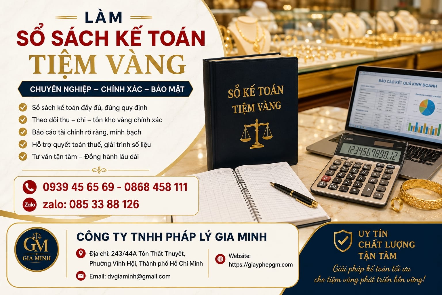 Làm sổ sách kế toán tiệm vàng