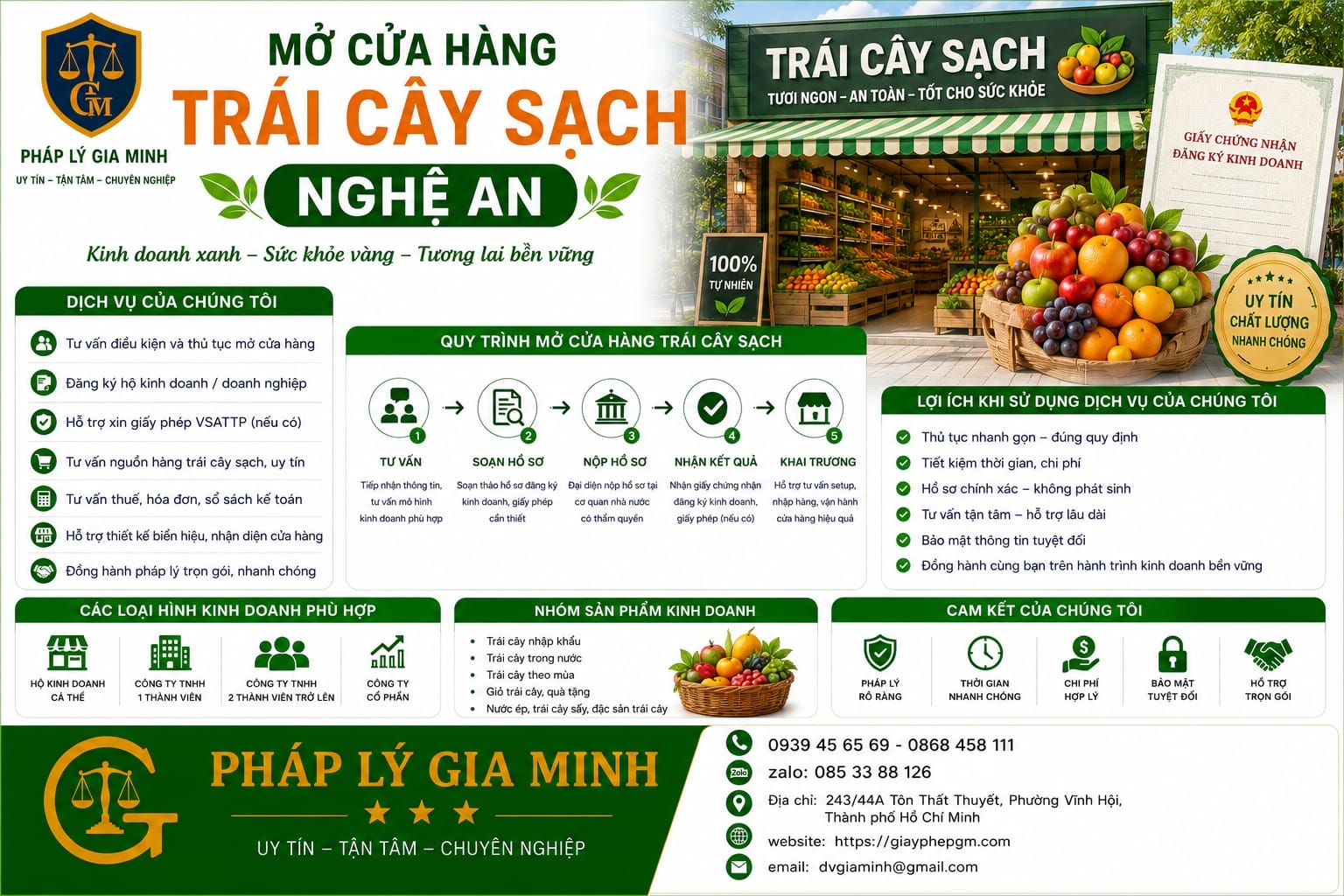 Mở cửa hàng trái cây sạch Nghệ An