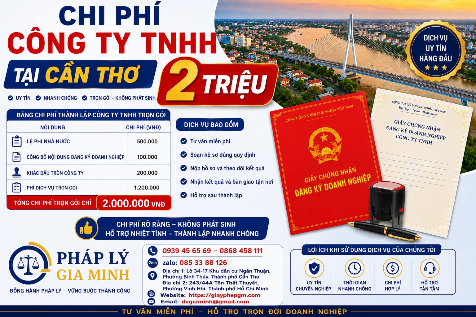 Thành lập công ty tại Cần Thơ chỉ từ 2 triệu