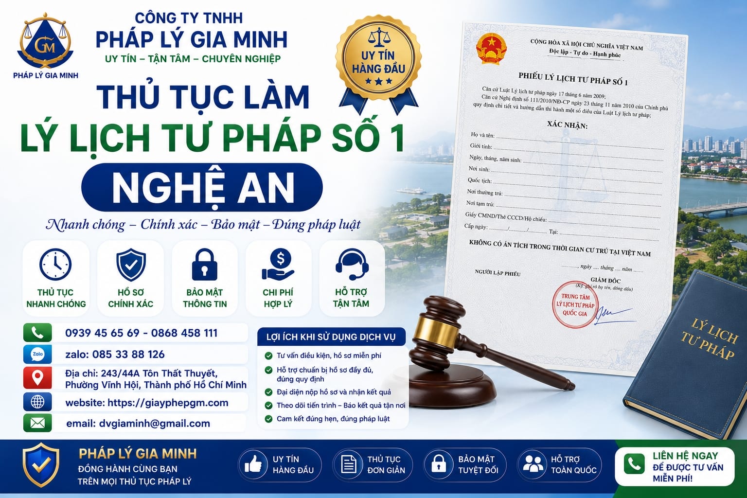 Thủ tục làm lý lịch tư pháp số 1 Nghệ An