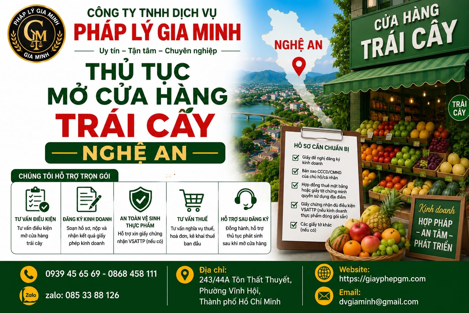 Thủ tục mở cửa hàng trái cây Nghệ An