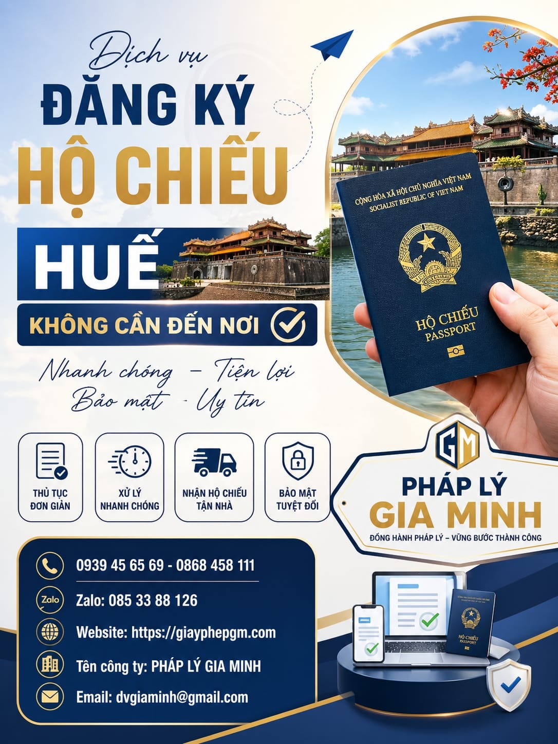 Cách nộp hồ sơ hộ chiếu online Huế