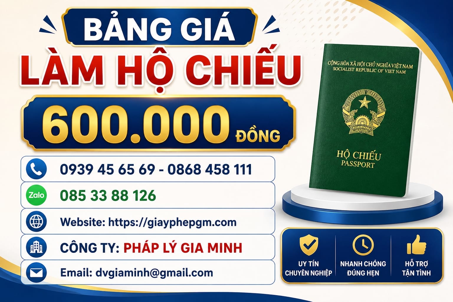 Chi phí làm hộ chiếu ở Huế