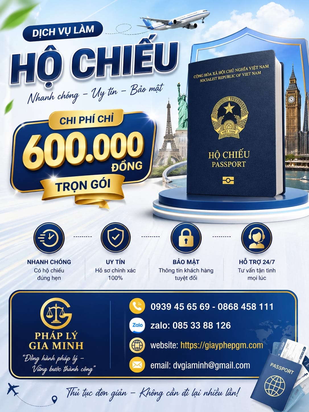Chi phí làm hộ chiếu online tại Huế là bao nhiêu