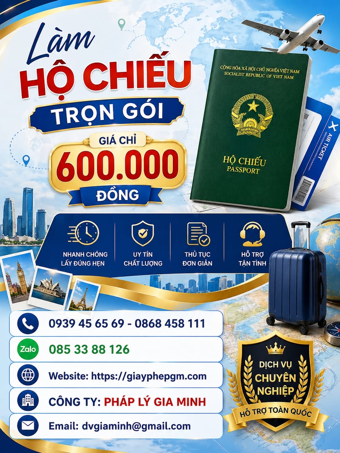 Chi phí làm passport online ở Huế