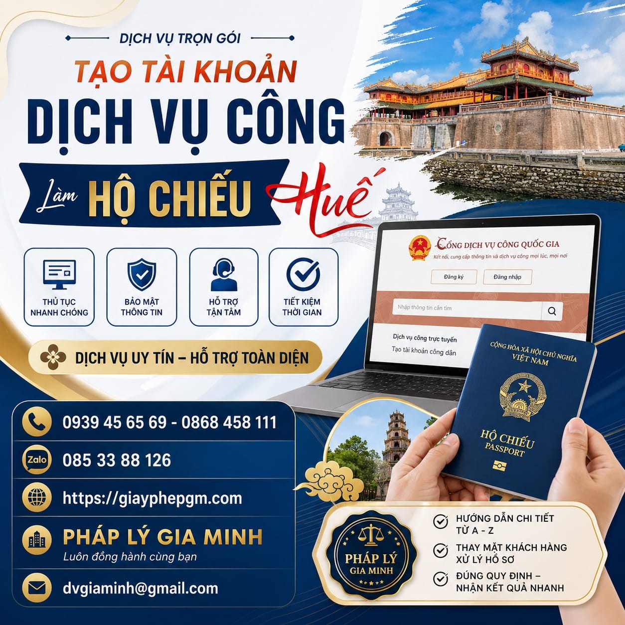 Hướng dẫn đăng ký hộ chiếu online Huế