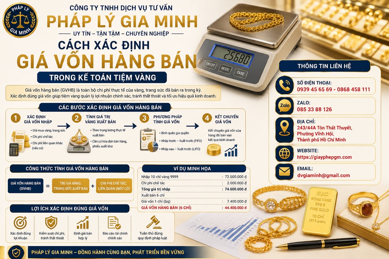 Cách xác định giá vốn hàng bán trong kế toán tiệm vàng