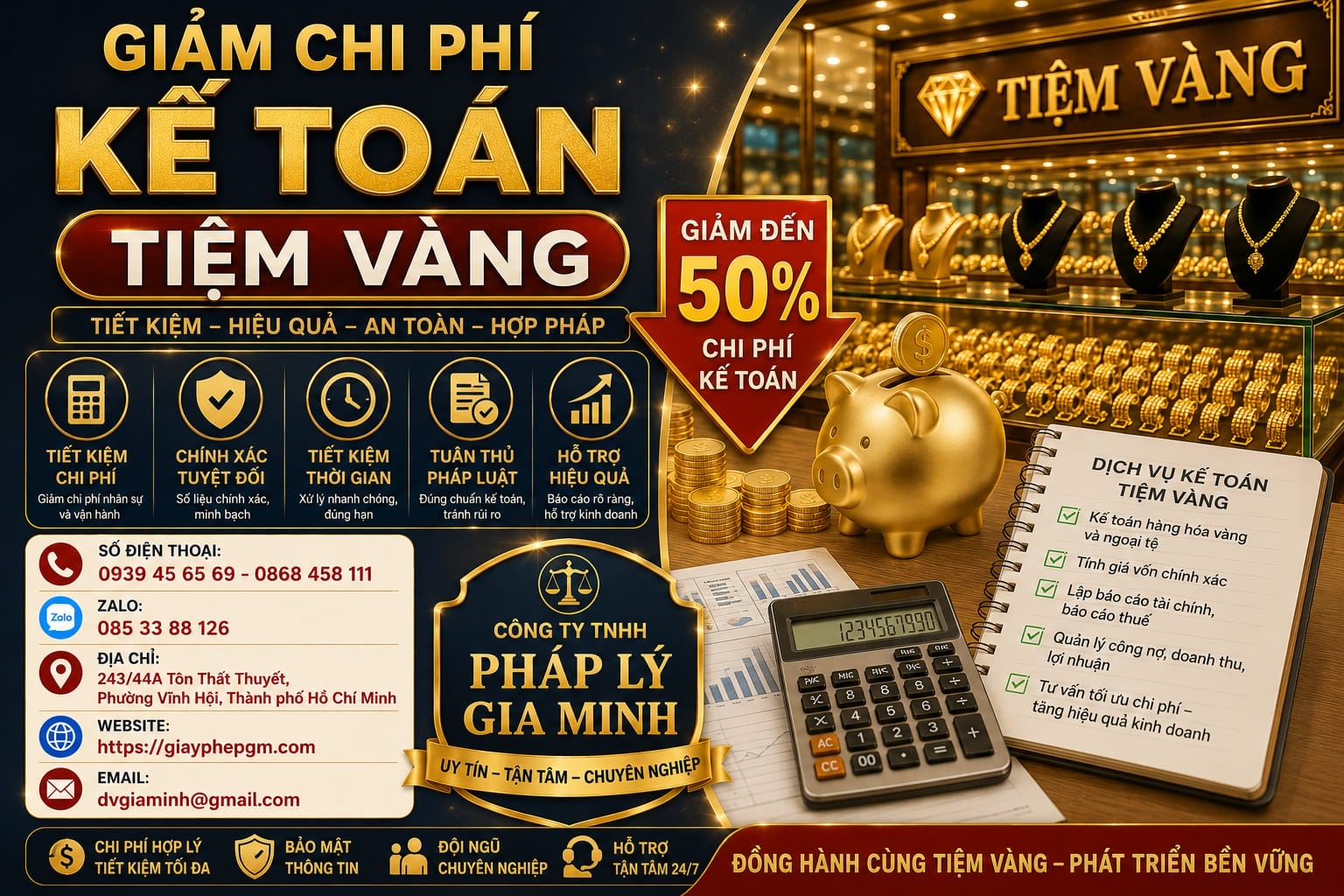 Giảm chi phí kế toán tiệm vàng