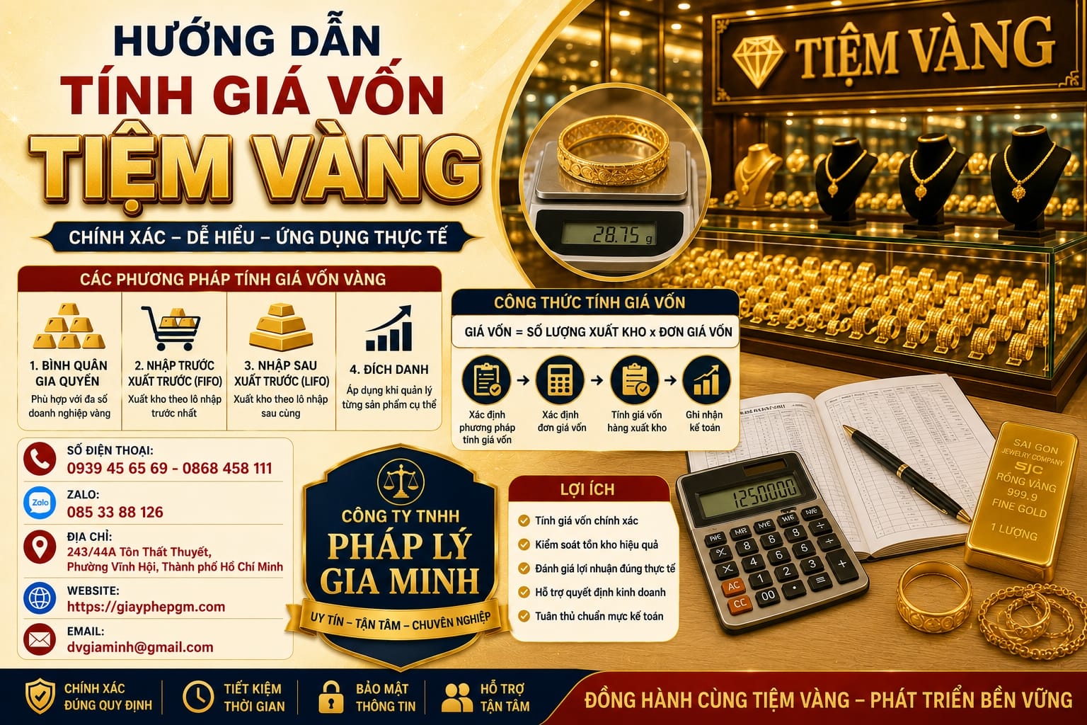 Hướng dẫn tính giá vốn tiệm vàng