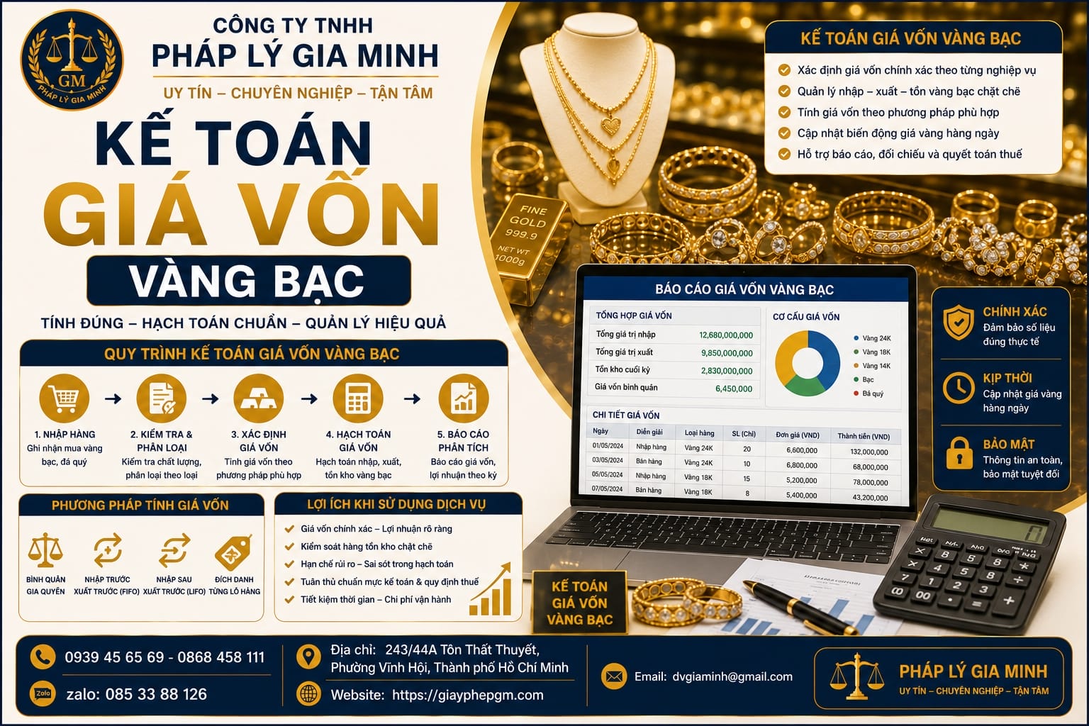Kế toán giá vốn vàng bạc