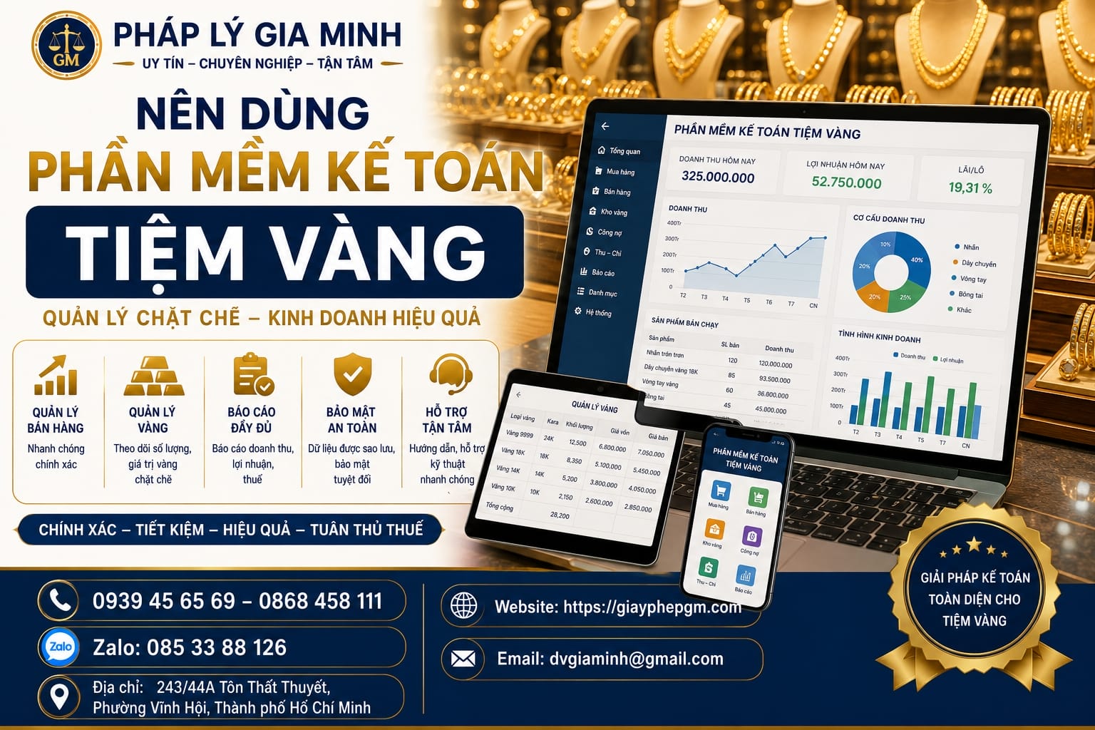 Nên dùng phần mềm kế toán tiệm vàng