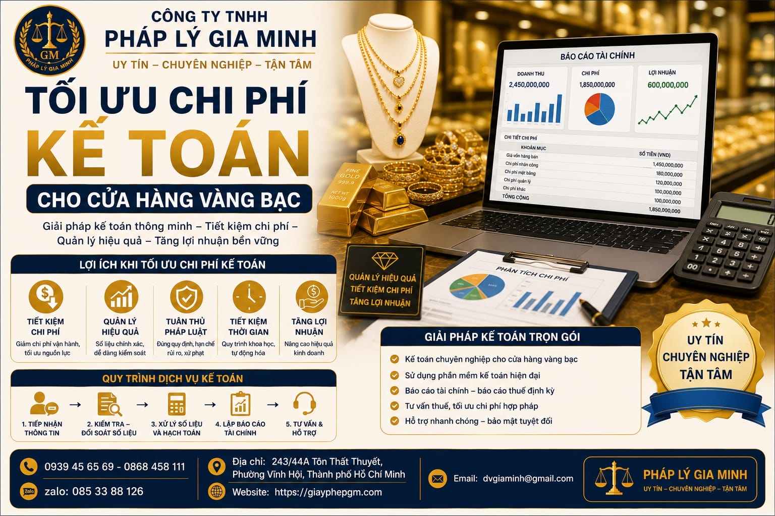 Tối ưu chi phí kế toán cho cửa hàng vàng bạc