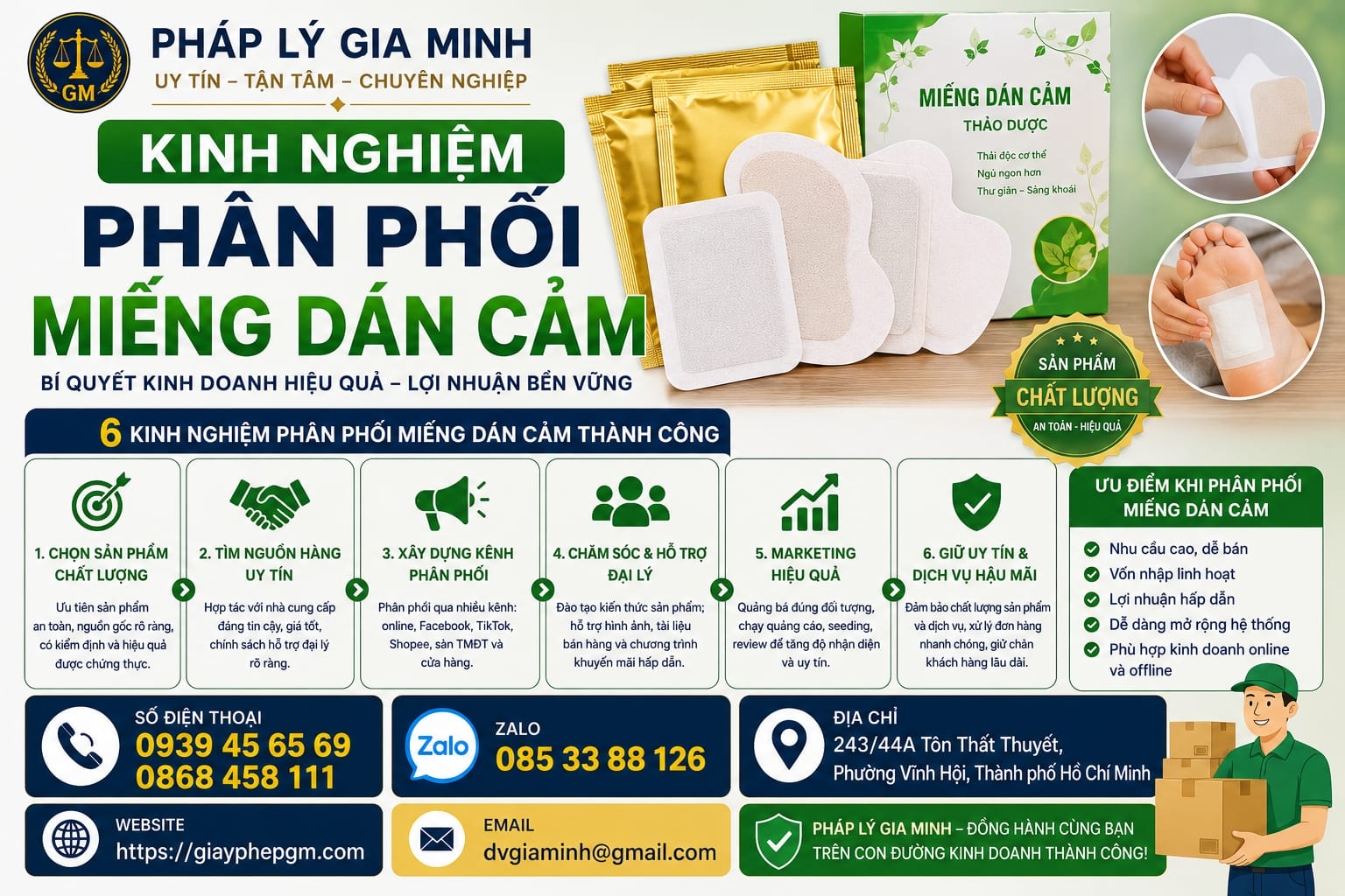 Kinh nghiệm mở công ty thương mại phân phối miếng dán cảm 15 Kinh nghiệm phân phối miếng dán cảm
