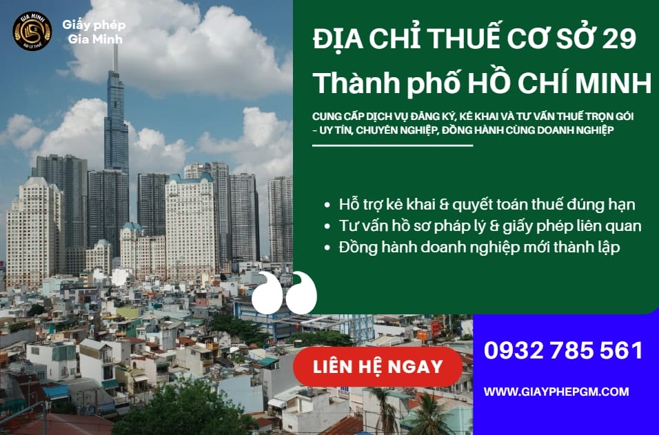 Địa chỉ Thuế cơ sở 29 thành phố Hồ Chí Minh – Hướng dẫn chi tiết, thủ tục thuế & dịch vụ kế toán chuyên nghiệp