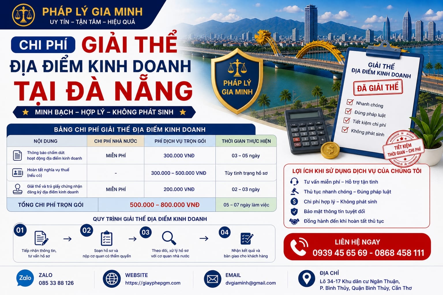 Chi phí giải thể địa điểm kinh doanh tại Đà Nẵng