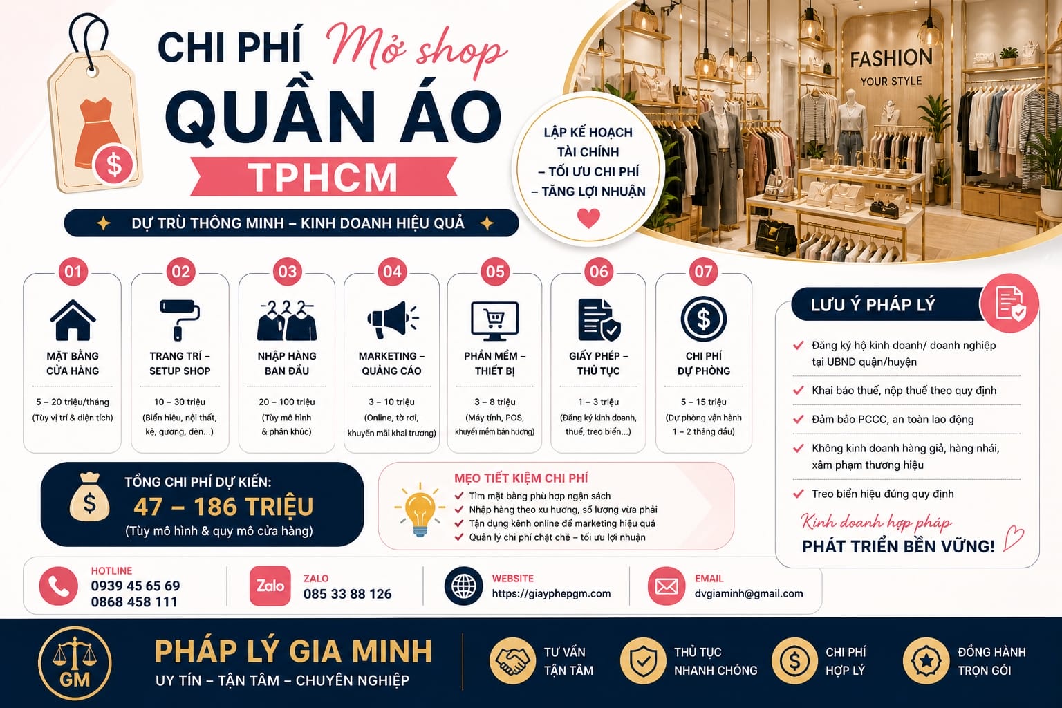 Chi phí mở shop quần áo TPHCM