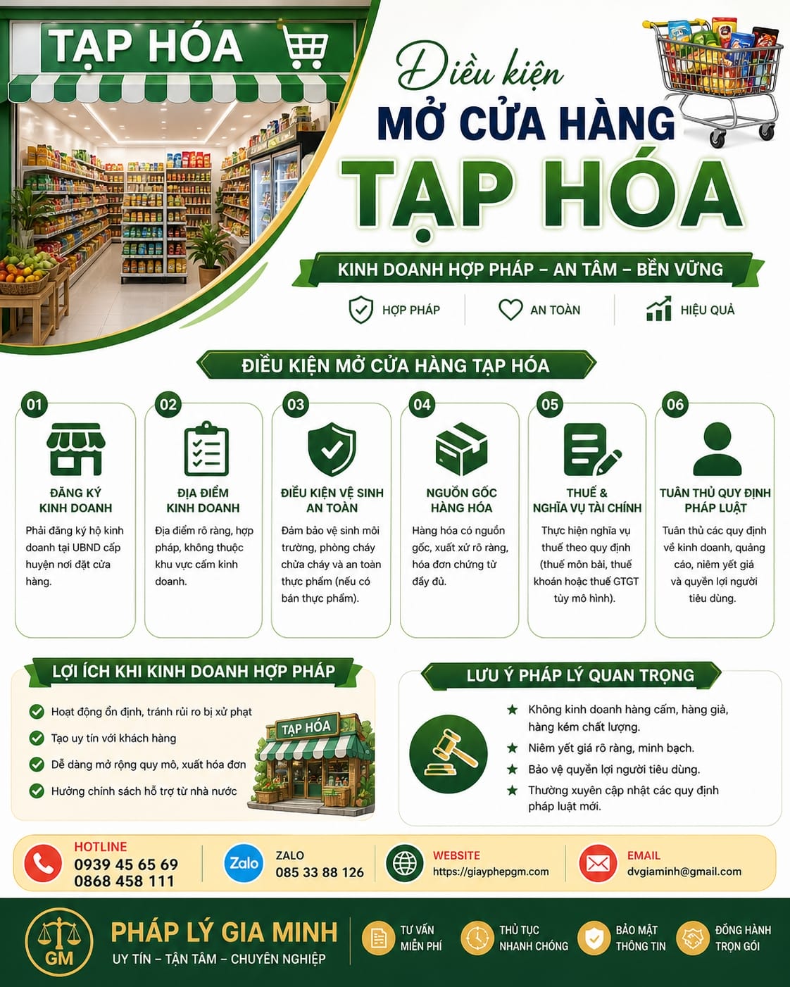 Điều kiện mở cửa hàng tạp hóa