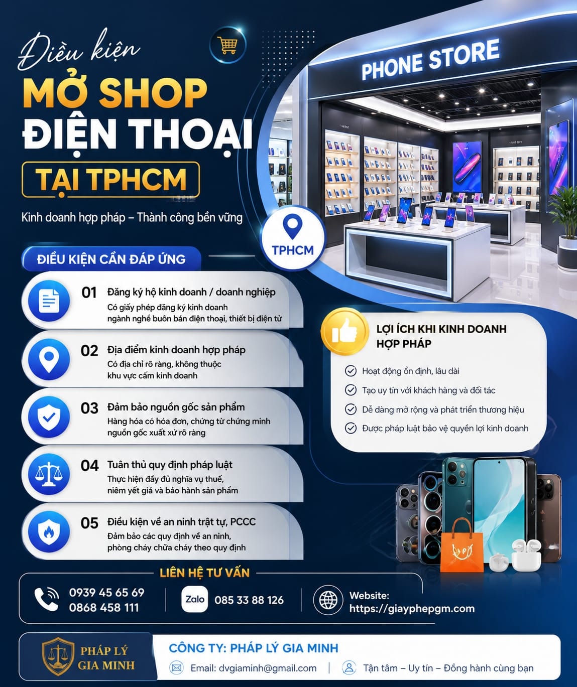 Điều kiện mở shop điện thoại TPHCM