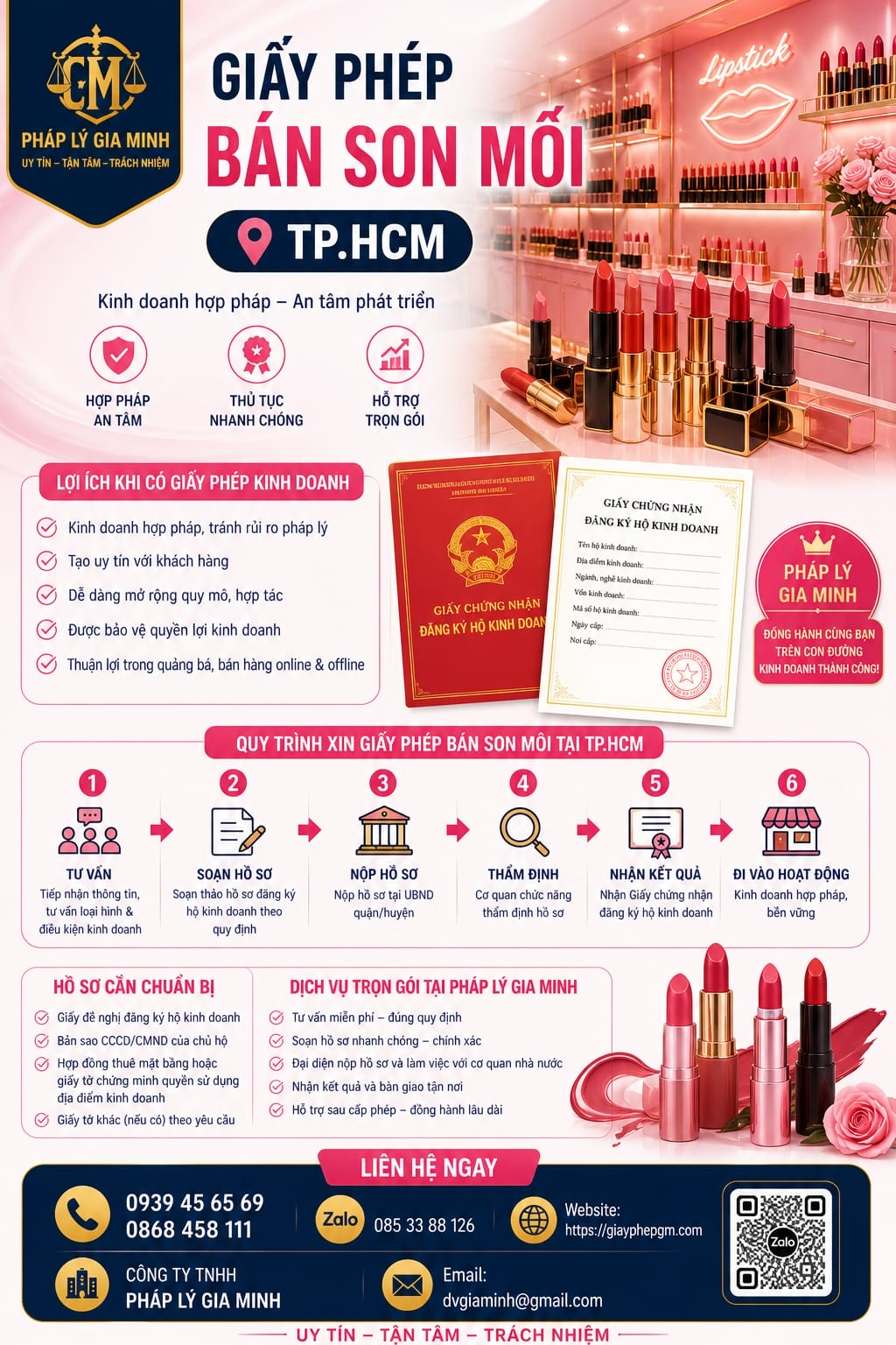 Thành lập hộ kinh doanh son môi tại TPHCM | Hồ sơ, thủ tục, chi phí 12 Giấy phép bán son môi TP.HCM