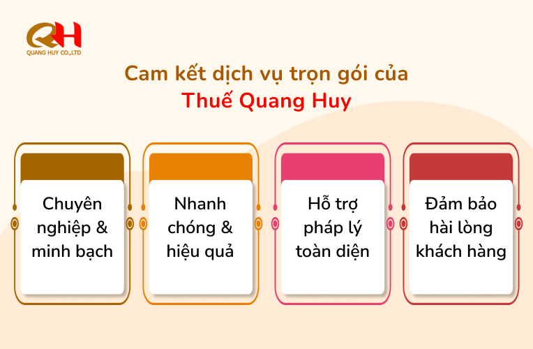 Dịch vụ thành lập trọn gói chi nhánh và công ty cổ phần của Thuế Quang Huy 10 Cam kết dịch vụ trọn gói của Thuế Quang Huy