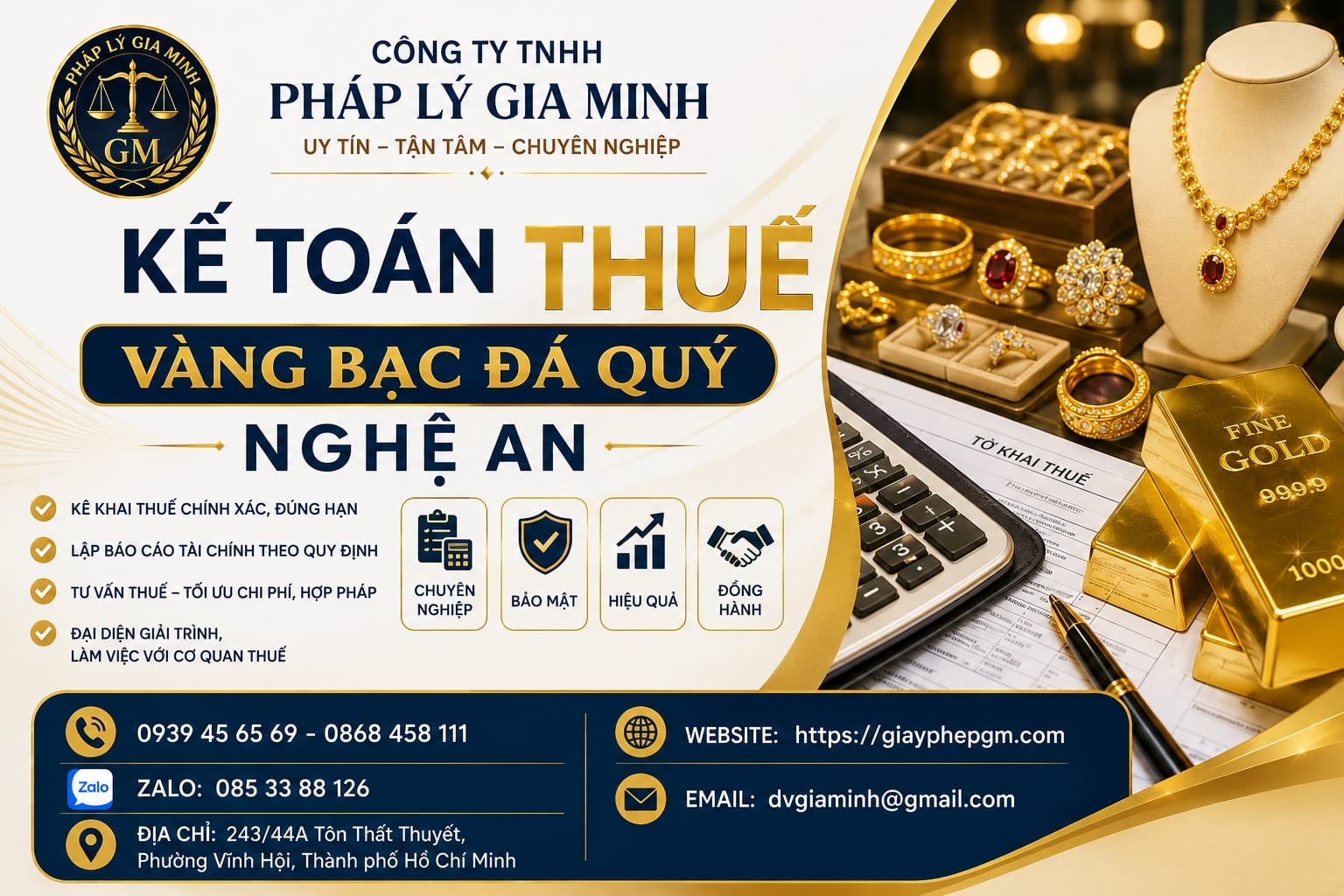 Kế toán thuế vàng bạc đá quý Nghệ An