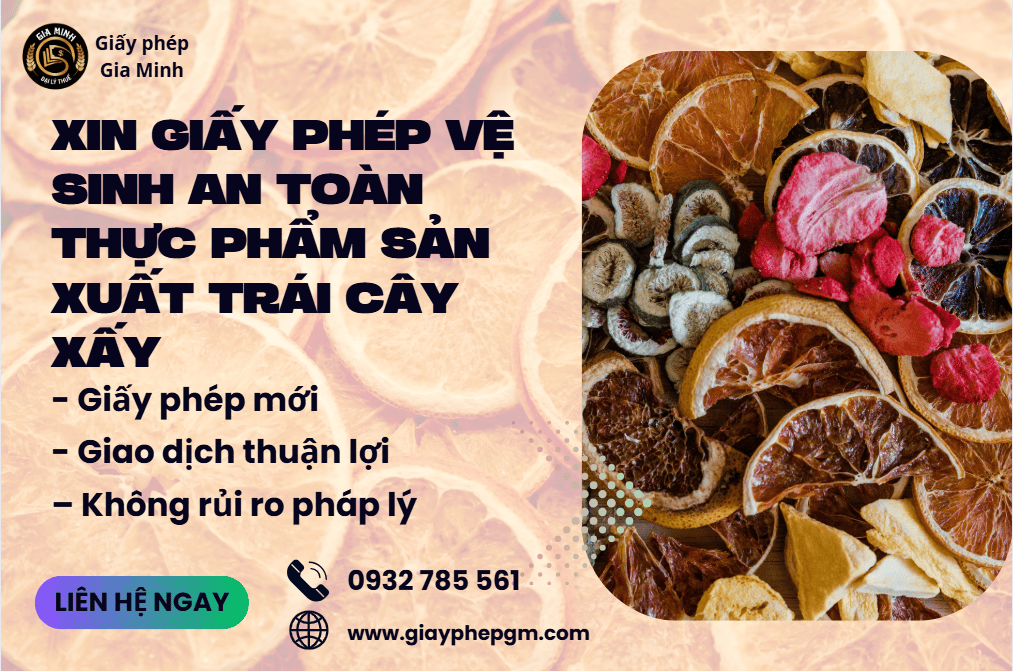 Xin giấy phép vệ sinh an toàn thực phẩm sản xuất trái cây sấy tại Quảng Trị