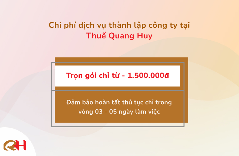 Chi phí dịch vụ thành lập công ty tại Thuế Quang Huy