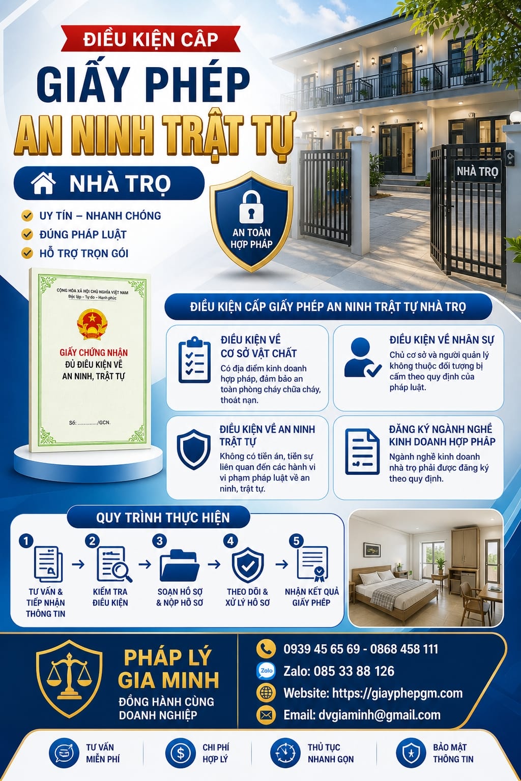 Giấy phép an ninh trật tự cho kinh doanh nhà trọ | Thủ tục A–Z 12 Điều kiện cấp giấy phép an ninh trật tự nhà trọ