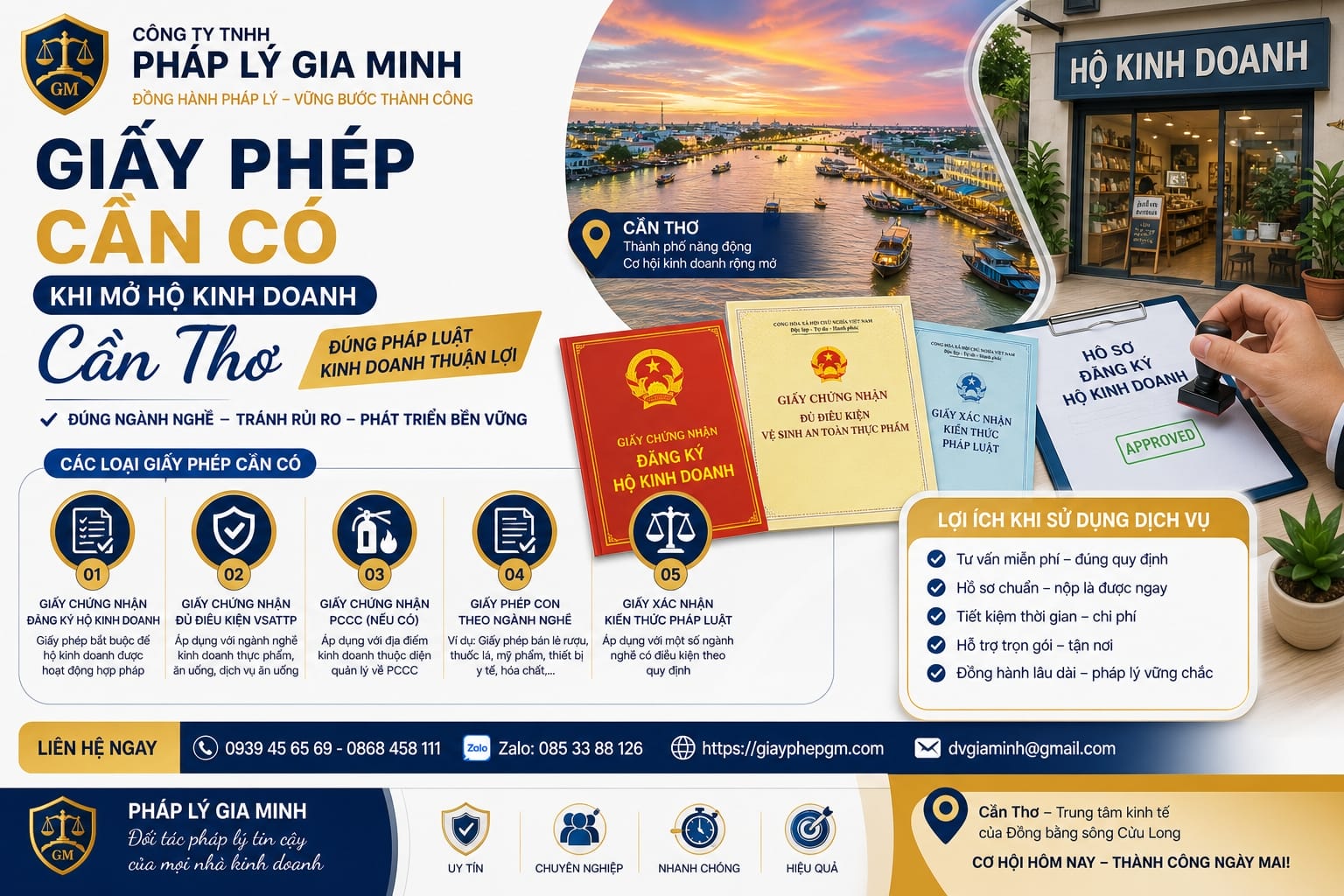 Thủ tục đăng ký thành lập hộ kinh doanh cá thể tại Cần Thơ – Hồ sơ, quy trình, lệ phí 2026 11 Giấy phép cần có khi mở hộ kinh doanh Cần Thơ