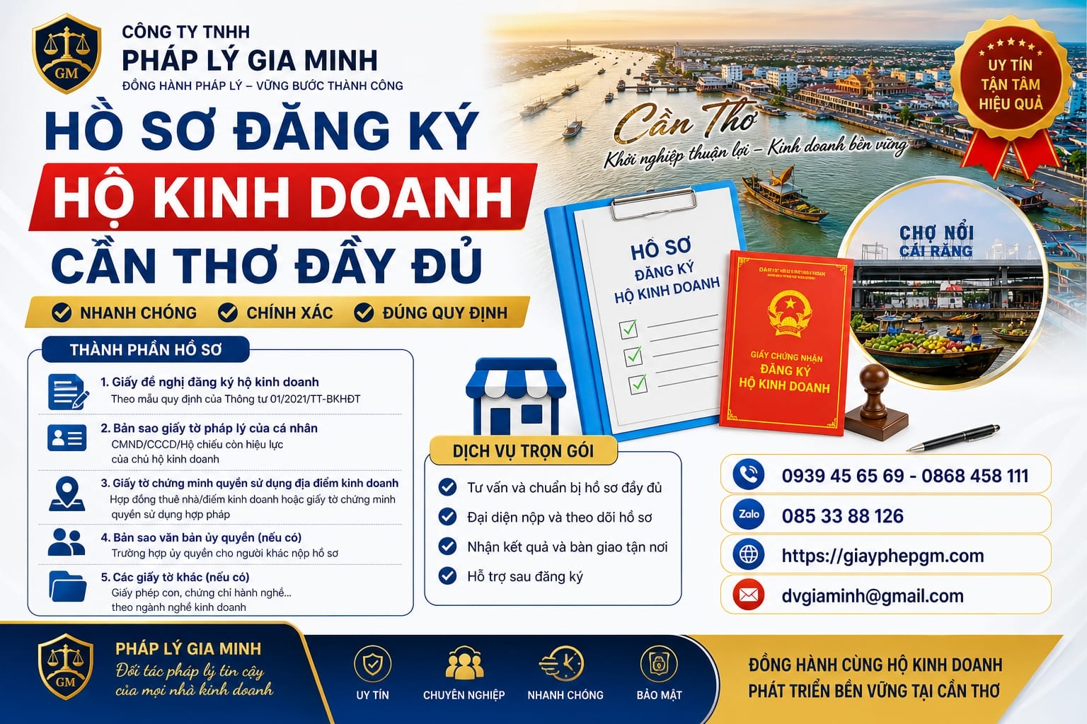 Thủ tục đăng ký thành lập hộ kinh doanh cá thể tại Cần Thơ – Hồ sơ, quy trình, lệ phí 2026 13 Hồ sơ đăng ký hộ kinh doanh Cần Thơ đầy đủ
