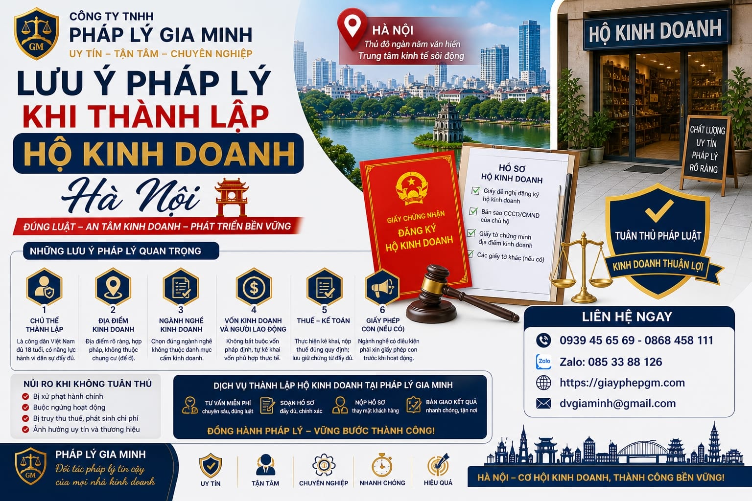 Dịch vụ thành lập hộ kinh doanh Hà Nội – Thủ tục nhanh gọn, đúng luật, chi phí thấp 20 Lưu ý pháp lý khi thành lập hộ kinh doanh Hà Nội