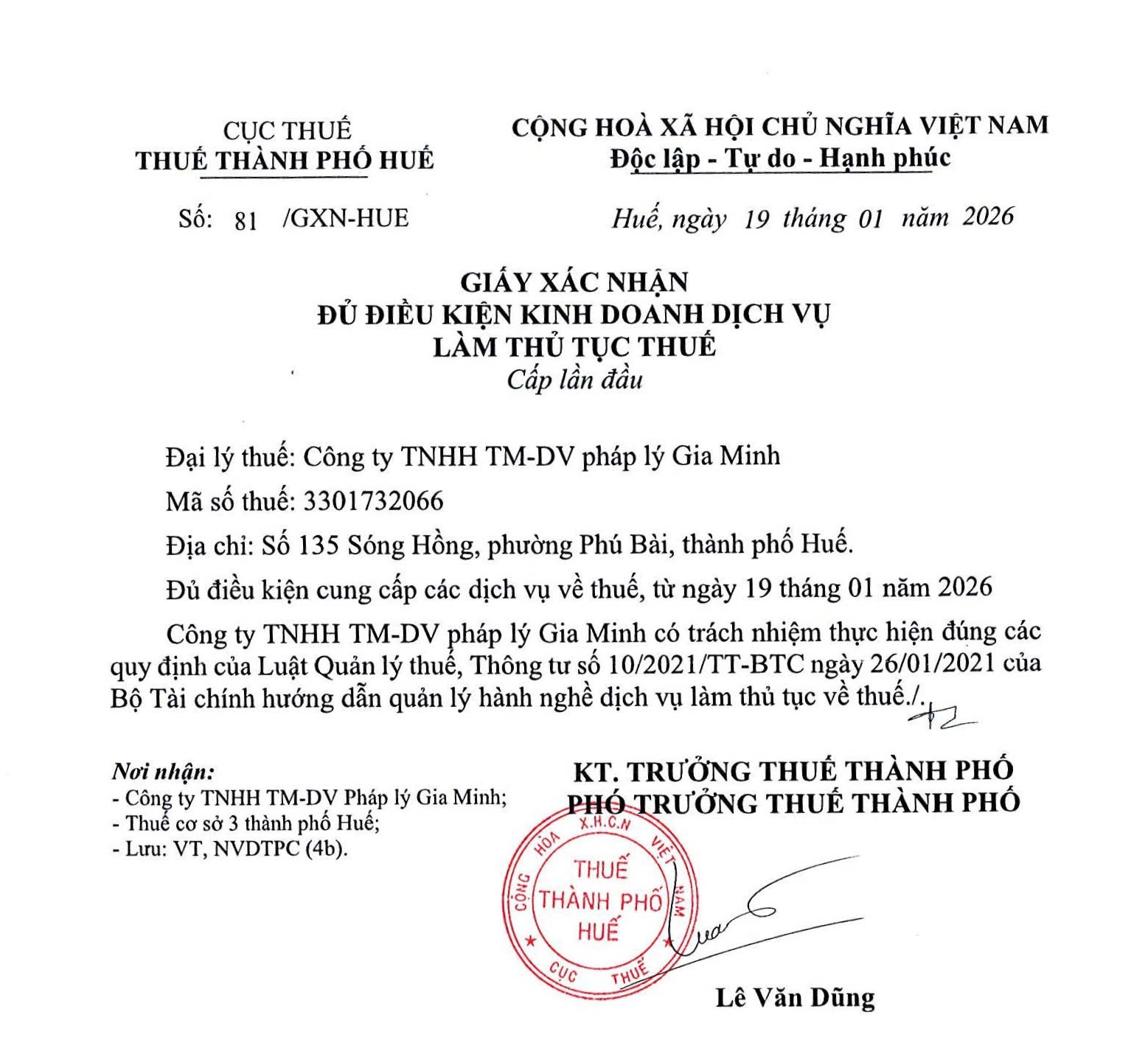 Giới thiệu Công ty 2 Giấy chứng nhận đủ điều kiện kinh doanh làm thủ tục thuế