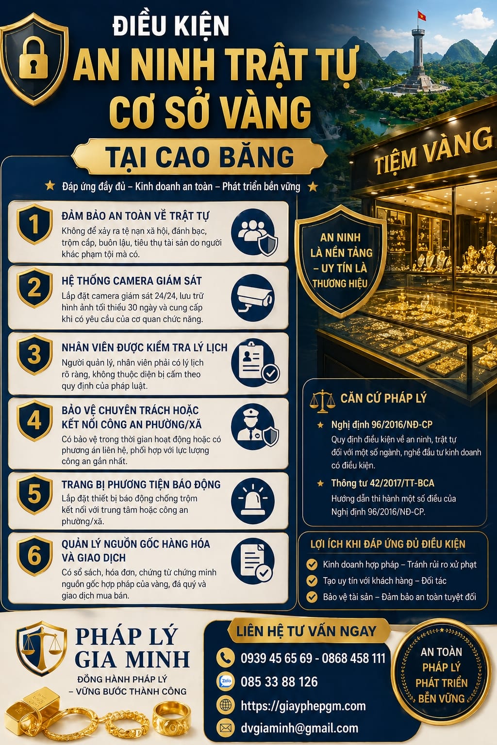 Điều kiện mở cơ sở gia công vàng tại Cao Bằng: mặt bằng, nhân sự, quy trình sản xuất vàng 13 Điều kiện an ninh trật tự cơ sở vàng Cao Bằng