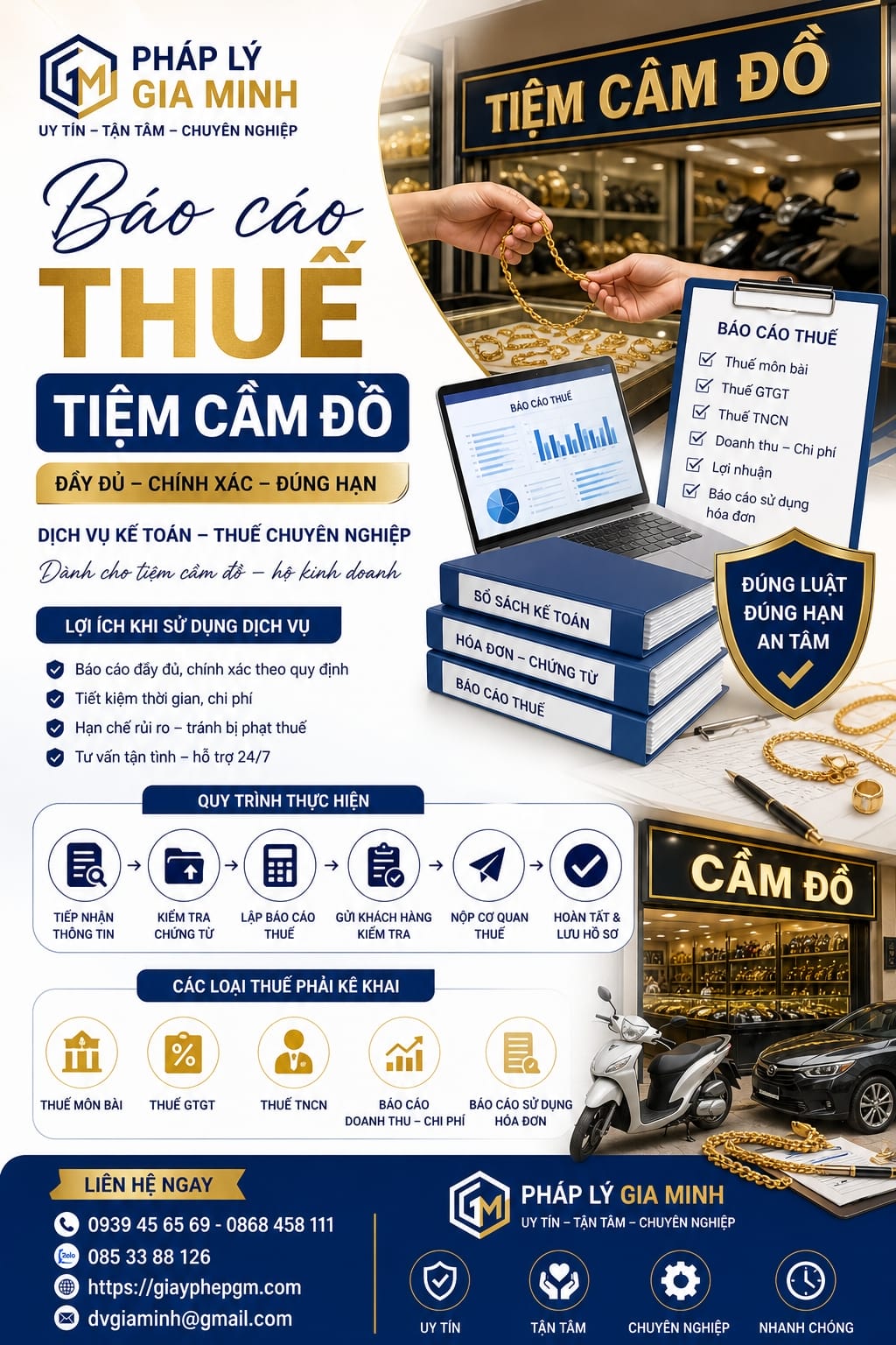 Báo cáo thuế tiệm cầm đồ đầy đủ
