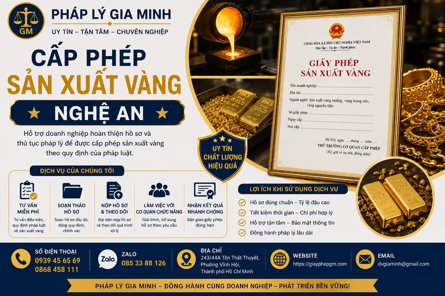 Xin giấy phép sản xuất gia công vàng tại Nghệ An 2026 chi tiết từng bước 19 Cấp phép sản xuất vàng Nghệ An