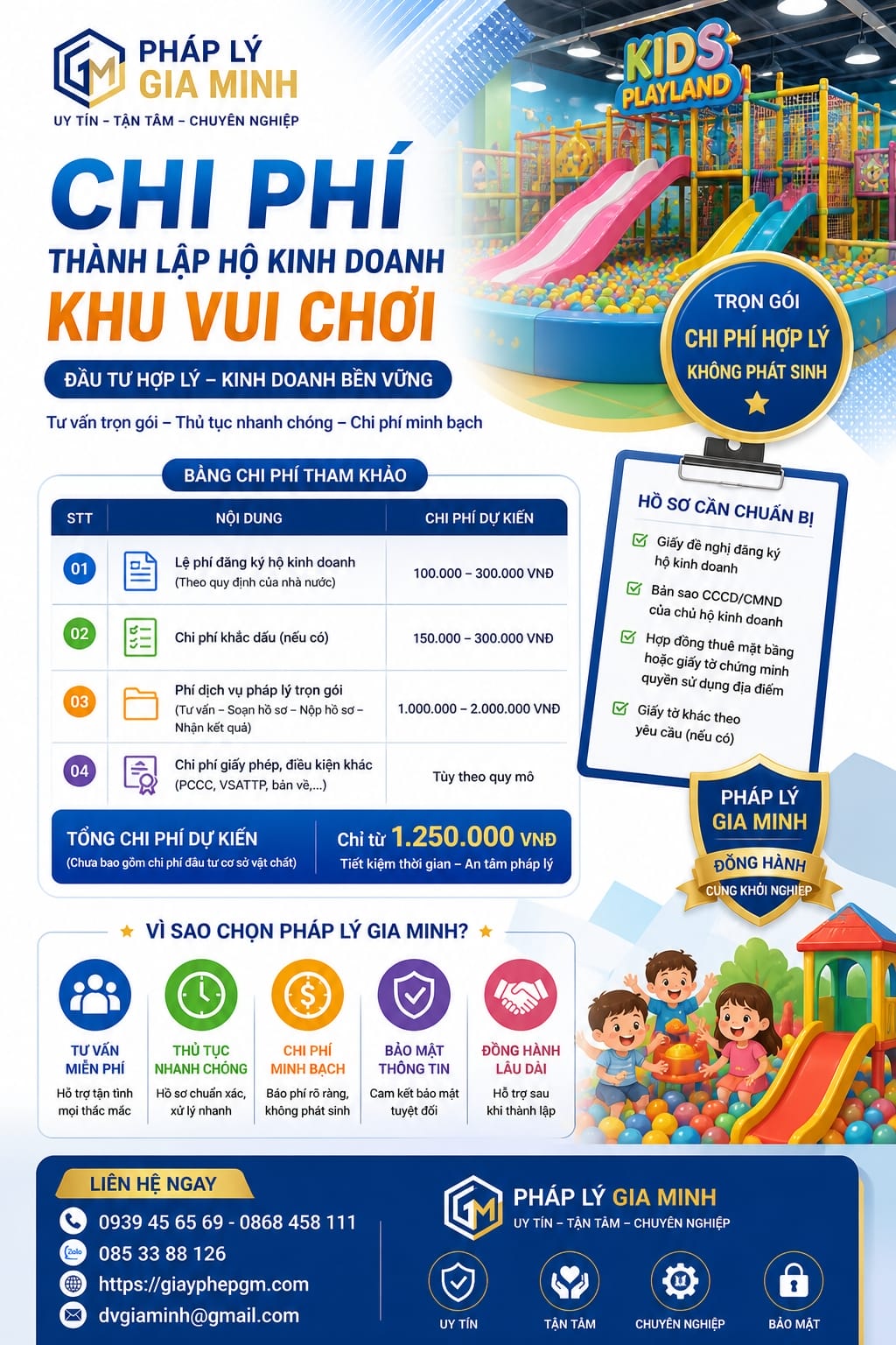 Thành lập hộ kinh doanh khu vui chơi trẻ em cần gì? Thủ tục & chi phí 2026 18 Chi phí thành lập hộ kinh doanh khu vui chơi